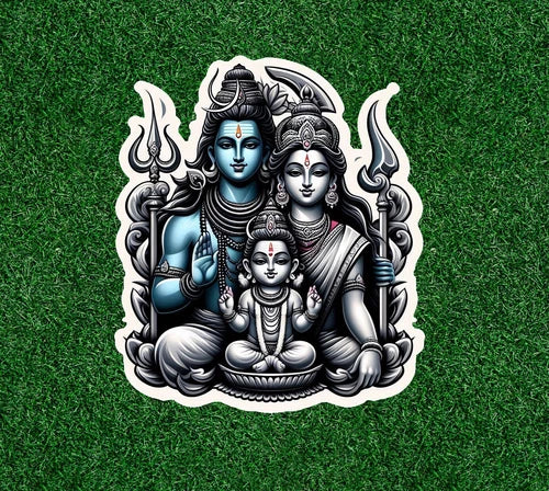 Hindu God and Goddess Shiva and Parvati waterproof vinyl sticker - many sizes