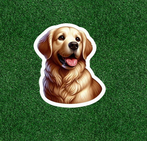 Cute Golden Retriever dog 100% waterproof vinyl decal sticker - many sizes