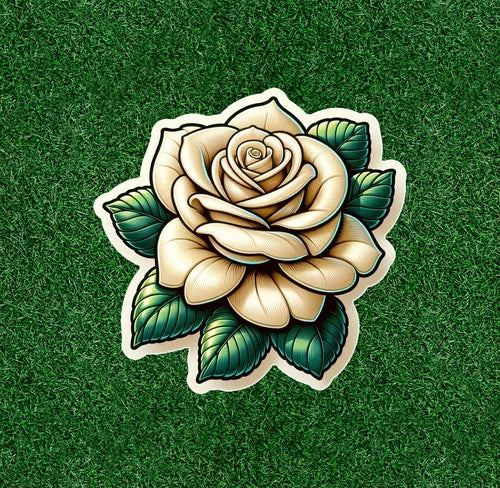 Beautiful white rose 100% waterproof vinyl sticker decal - many sizes available