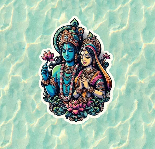 Hindu God and Goddess Radha and Krishna vinyl sticker decal - many sizes
