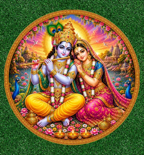 Hindu God and Goddess Radha and Krishna waterproof vinyl sticker - many sizes