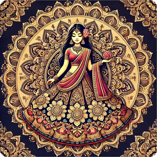 Indian bride in colorful mandala design waterproof vinyl sticker - many sizes