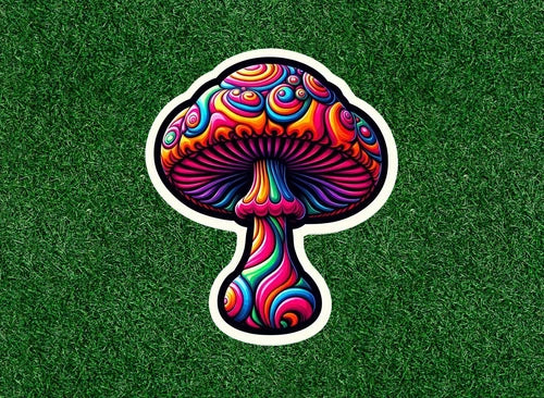 Colorful psychedelic mushroom 100% waterproof vinyl sticker decal - many sizes