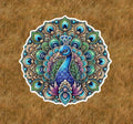 Beautiful peacock in a mandala design waterproof sticker decal- many sizes