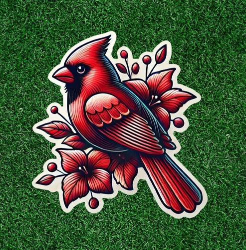 Beautiful red cardinal 100% waterproof vinyl sticker decal - many sizes