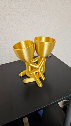 Loving couple flower pots - Shimmering gold color - perfect Valentine's day gift