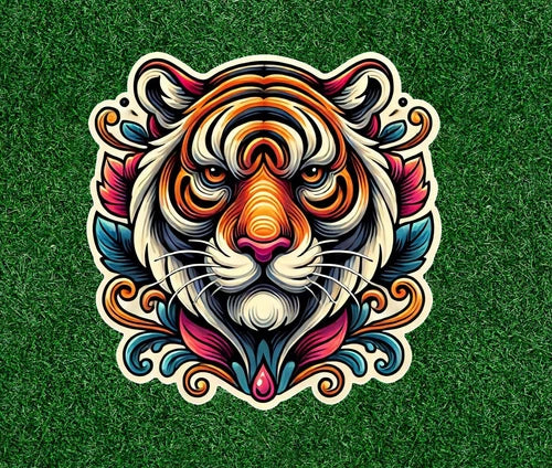 Beautiful Mardi Gras Bengal Tiger 100% waterproof  vinyl sticker - many sizes
