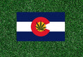 Colorado State Flag with marijuana leaf waterproof vinyl sticker - many sizes