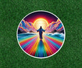 Jesus parting the sea overlooking beautiful sky vinyl sticker - several sizes