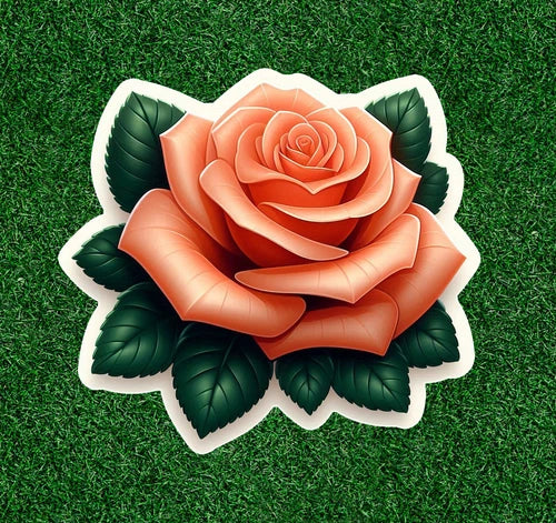 Beautiful peach color rose 100% waterproof vinyl sticker decal - many sizes