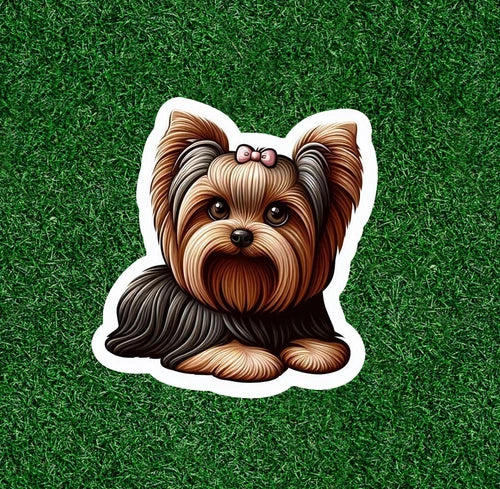 Cute Yorkshire Terrier yorkie dog  waterproof vinyl sticker decal - many sizes