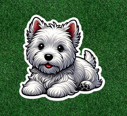 Cute Westie West Highland White Terrier dog waterproof vinyl sticker- many sizes
