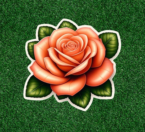 Beautiful peach color rose 100% waterproof vinyl sticker decal - many sizes