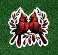 Beautiful red cardinals 100% waterproof vinyl sticker decal - many sizes