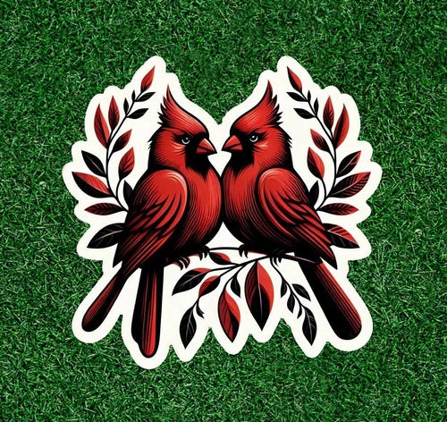 Beautiful red cardinals 100% waterproof vinyl sticker decal - many sizes