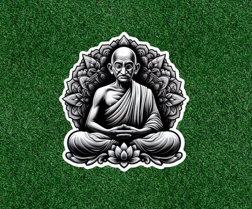 Mahatma Gandhi praying / meditating waterproof vinyl sticker decal - many sizes