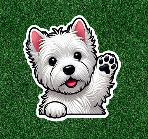 Cute Westie West Highland White Terrier dog waterproof vinyl sticker- many sizes