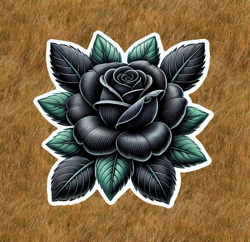 Beautiful black rose 100% waterproof vinyl sticker decal - many sizes available