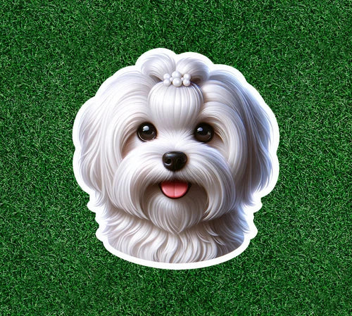 Cute Maltese dog waterproof vinyl sticker decal - many sizes available