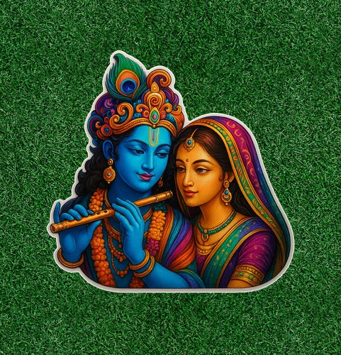 Hindu God and Goddess Radha and Krishna waterproof vinyl sticker - many sizes