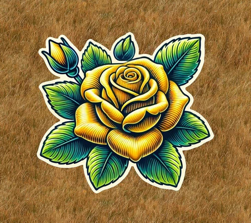 Beautiful yellow rose vinyl 100% waterproof sticker decal - many sizes available