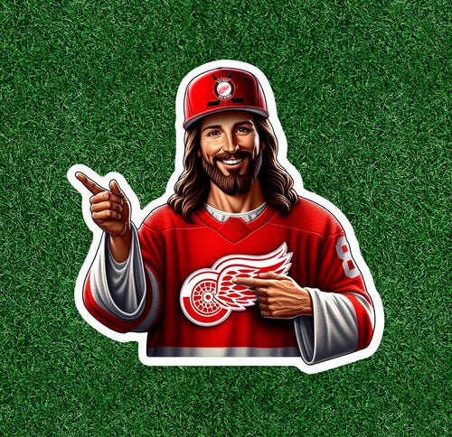 Jesus is a Detroit hockey fan! waterproof vinyl sticker decal - several sizes