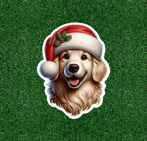 Christmas Golden Retriever dog 100% waterproof vinyl decal sticker - many sizes