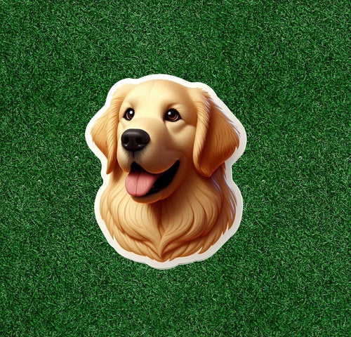 Cute Golden Retriever dog 100% waterproof vinyl decal sticker - many sizes
