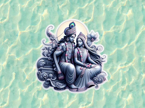 Hindu God and Goddess Radha and Krishna waterproof vinyl sticker - many sizes