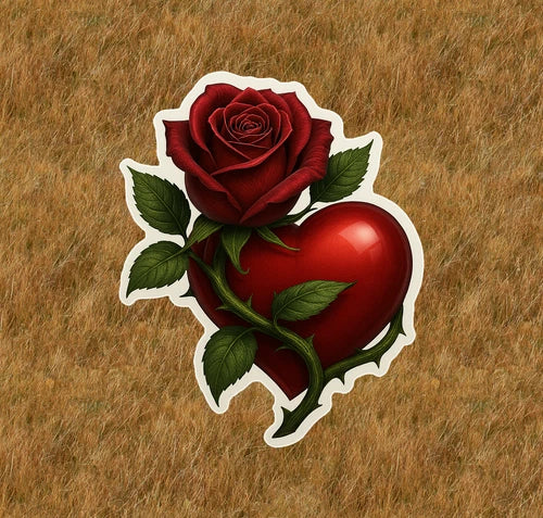 Beautiful red rose 100% waterproof vinyl sticker decal - many sizes available