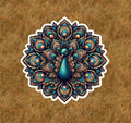 Beautiful peacock in a mandala design waterproof sticker decal- many sizes