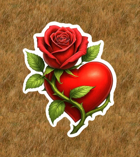 Beautiful red rose 100% waterproof vinyl sticker decal - many sizes available