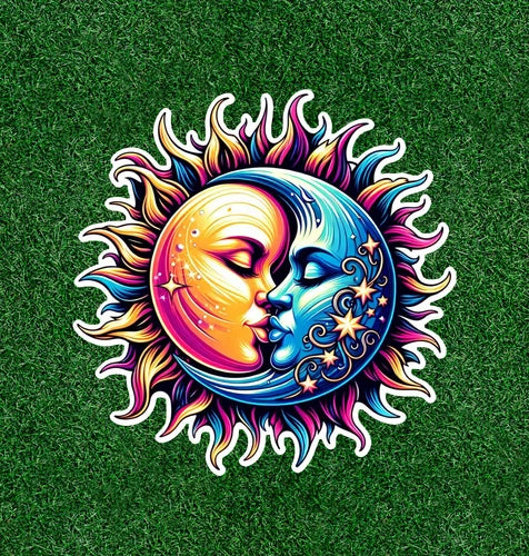 Celestial sun kissing moon 100% waterproof vinyl sticker decal - many sizes