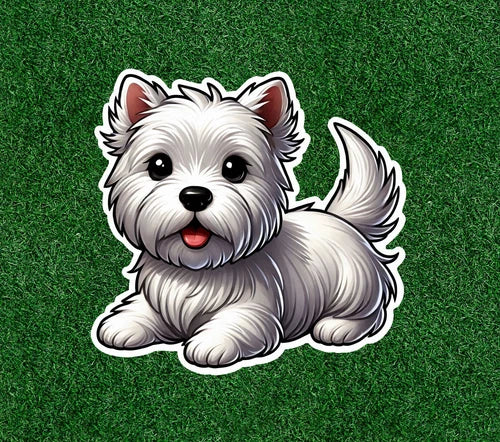 Cute Westie West Highland White Terrier waterproof dog vinyl sticker- many sizes