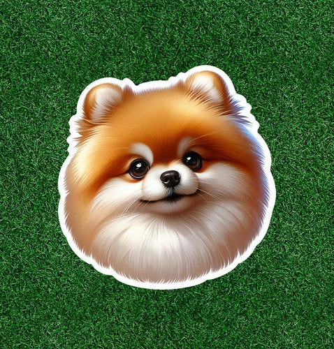 Cute Pomeranian puppy dog 100% waterproof vinyl sticker decal - many sizes