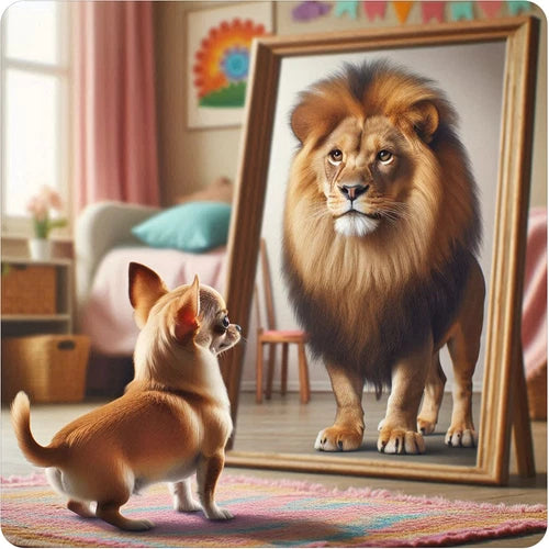 Cute Chihuahua dog looking in mirror 100% waterproof vinyl sticker - many sizes