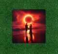 Loving couple enjoying eclipse under a beautiful sky vinyl sticker - many sizes