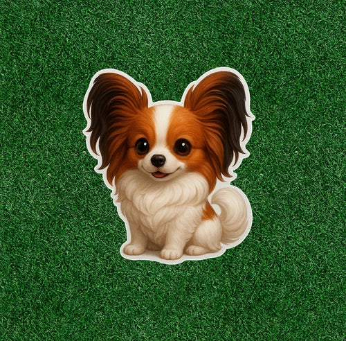 Cute Papillon dog 100% waterproof vinyl sticker decal - many sizes available
