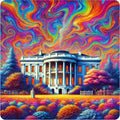 Haunted White House under a trippy sky waterproof vinyl sticker - several sizes