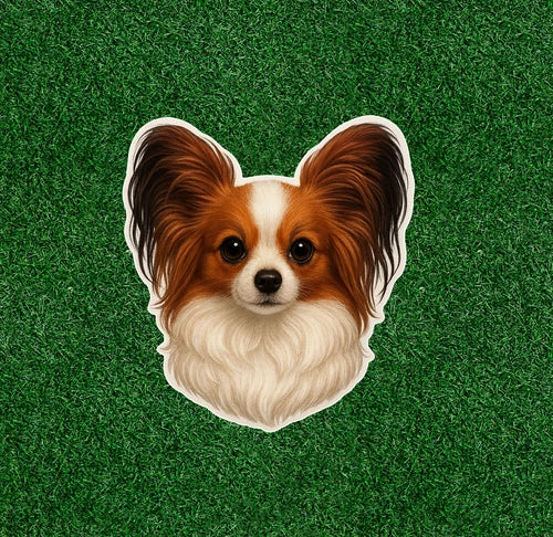 Cute Papillon dog 100% waterproof vinyl sticker decal - many sizes available