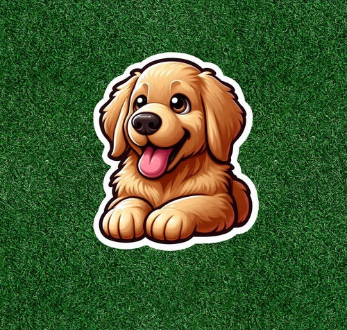 Cute Golden Retriever dog 100% waterproof vinyl sticker decal - many sizes