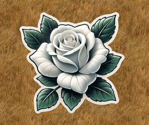 Beautiful white rose 100% waterproof vinyl sticker decal - many sizes available