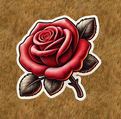 Beautiful red rose vinyl 100% waterproof sticker decal - many sizes available