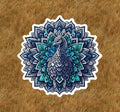 Beautiful peacock in a mandala design waterproof sticker decal- many sizes