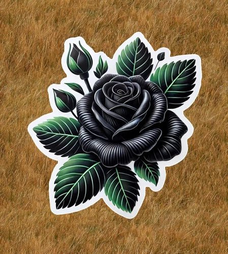 Beautiful black rose 100% waterproof vinyl sticker decal - many sizes available