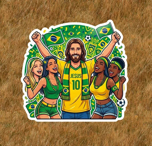 Jesus is a Brazil soccer fan 100% waterproof vinyl sticker decal - several sizes