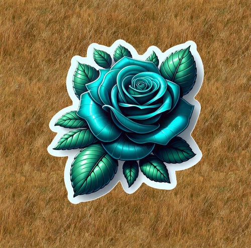 Beautiful blue rose 100% waterproof vinyl sticker decal - many sizes available