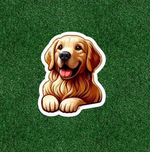 Cute Golden Retriever dog 100% waterproof vinyl decal sticker - many sizes