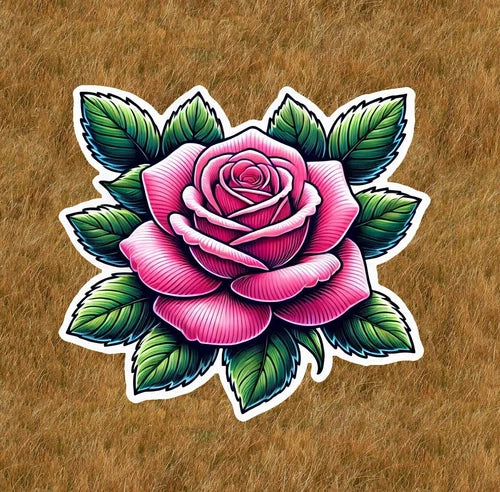 Beautiful pink rose 100% waterproof vinyl sticker decal - many sizes available