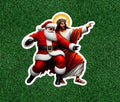 Jesus is dancing with Santa Claus vinyl sticker decal - several sizes available